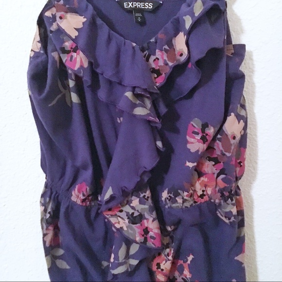Express Floral Dress Purple - Picture 3 of 5